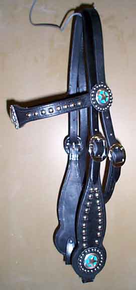 BR11 - Spotted Harness Headstall - Black